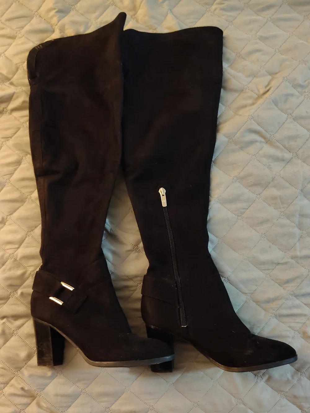Marc Fisher Black Suede Over-the-Knee Heeled Boots